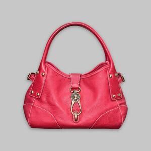 Vintage Dooney & Bourke Small Red Pebble Leather Shoulder Bag